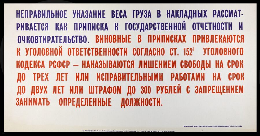 Плакат «Неправильное указание веса груза в накладных...»