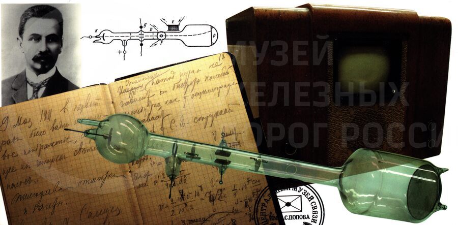 Открытка/открытое письмо «Центральный музей связи имени А.С. Попова» с изображением физика Б.С. Розинга и его изобретений. Санкт-Петербург. 2003–2021 гг.