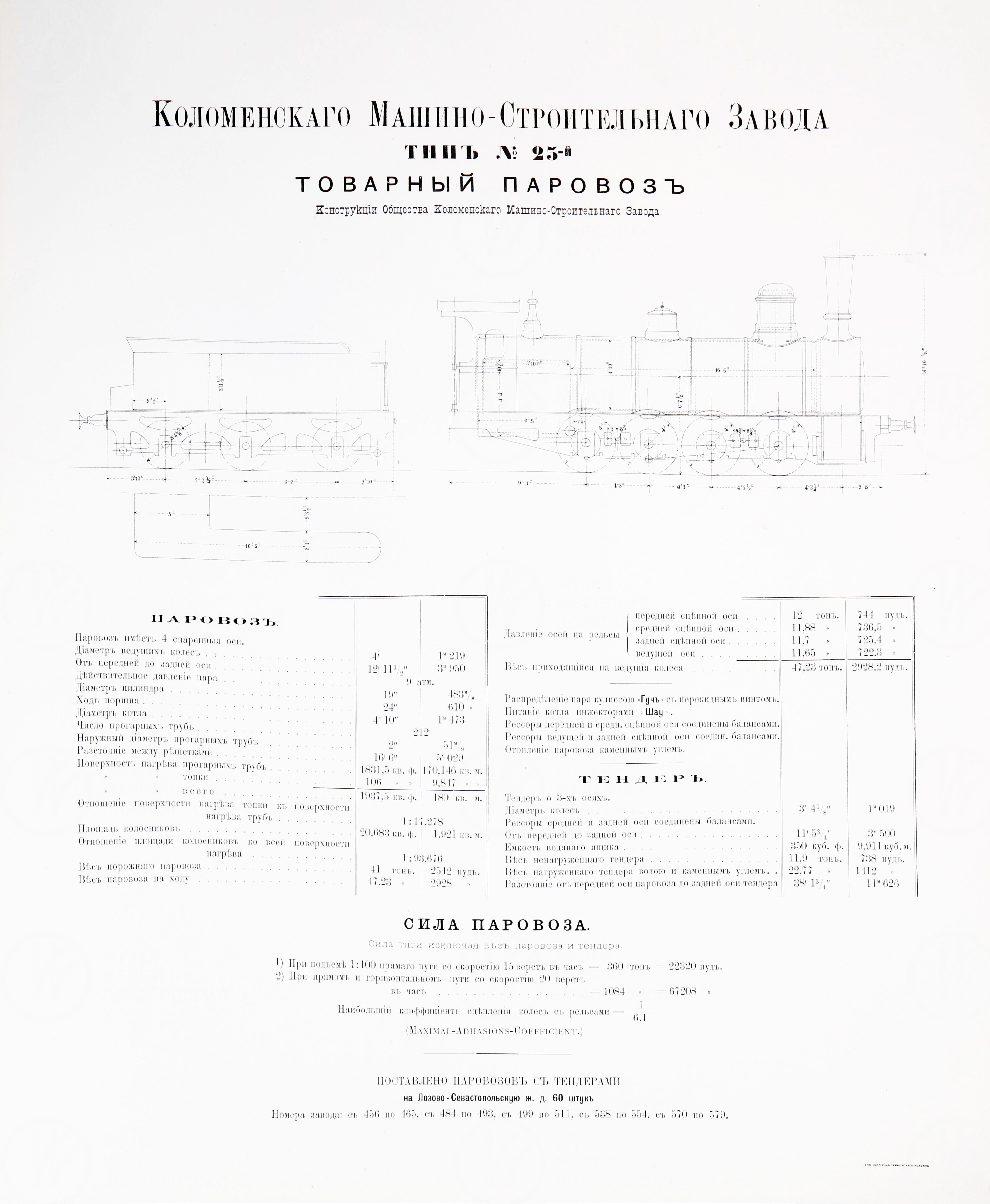Типы товарных и пассажирских паровозов, построенных с 1869 г. Коломенский завод. Конец XIX в, image 11