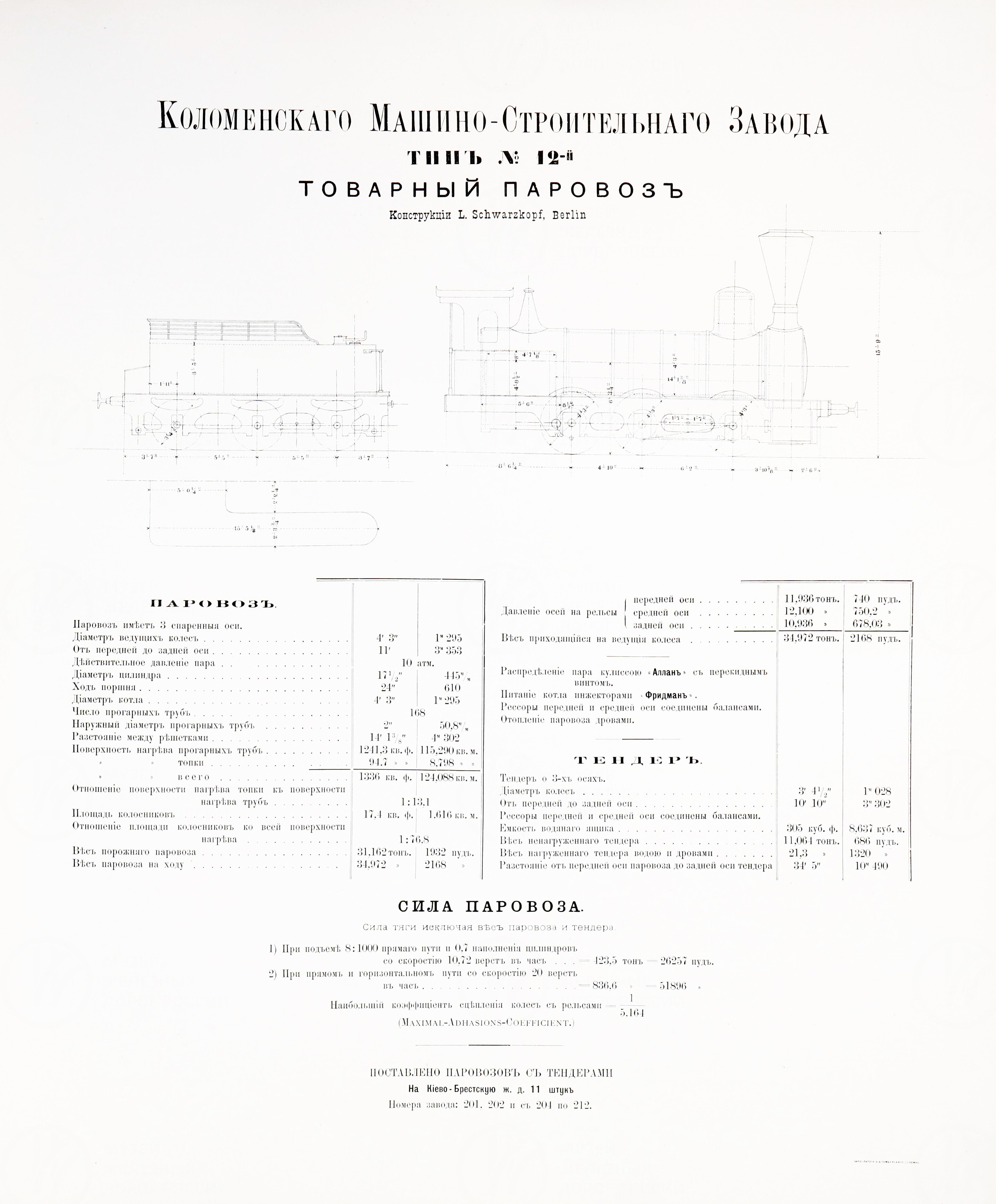 Типы товарных и пассажирских паровозов, построенных с 1869 г. Коломенский завод. Конец XIX в, image 5