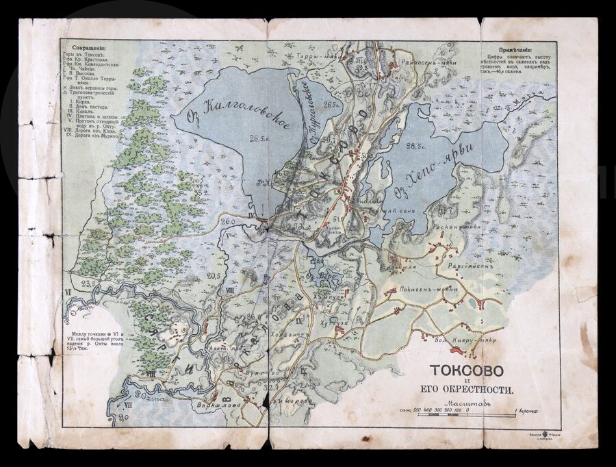 Карта-схема Токсово и его окрестности. 1900 г.