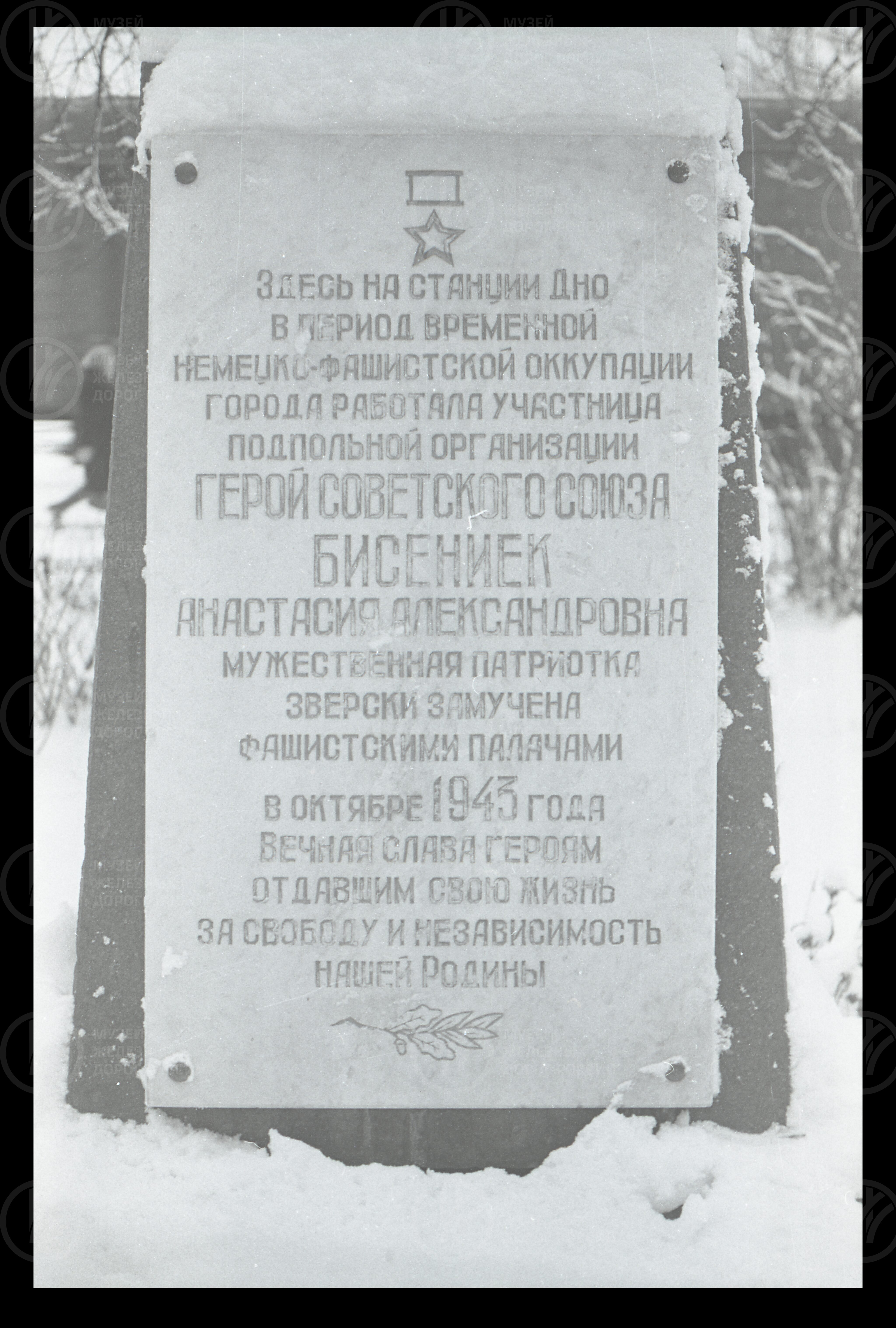 Памятник Герою Советского союза А.А. Бисениек. Станция Дно, image 3