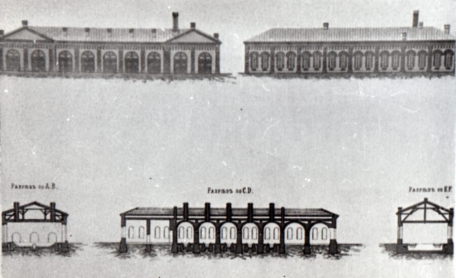 Первое каменное депо. Царскосельская железная дорога. 1860 г.