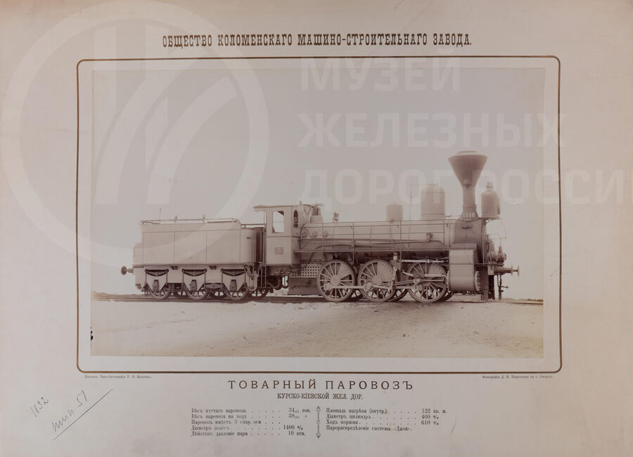 Товарный паровоз Курско-Киевской железной дороги. Конец XIX в.