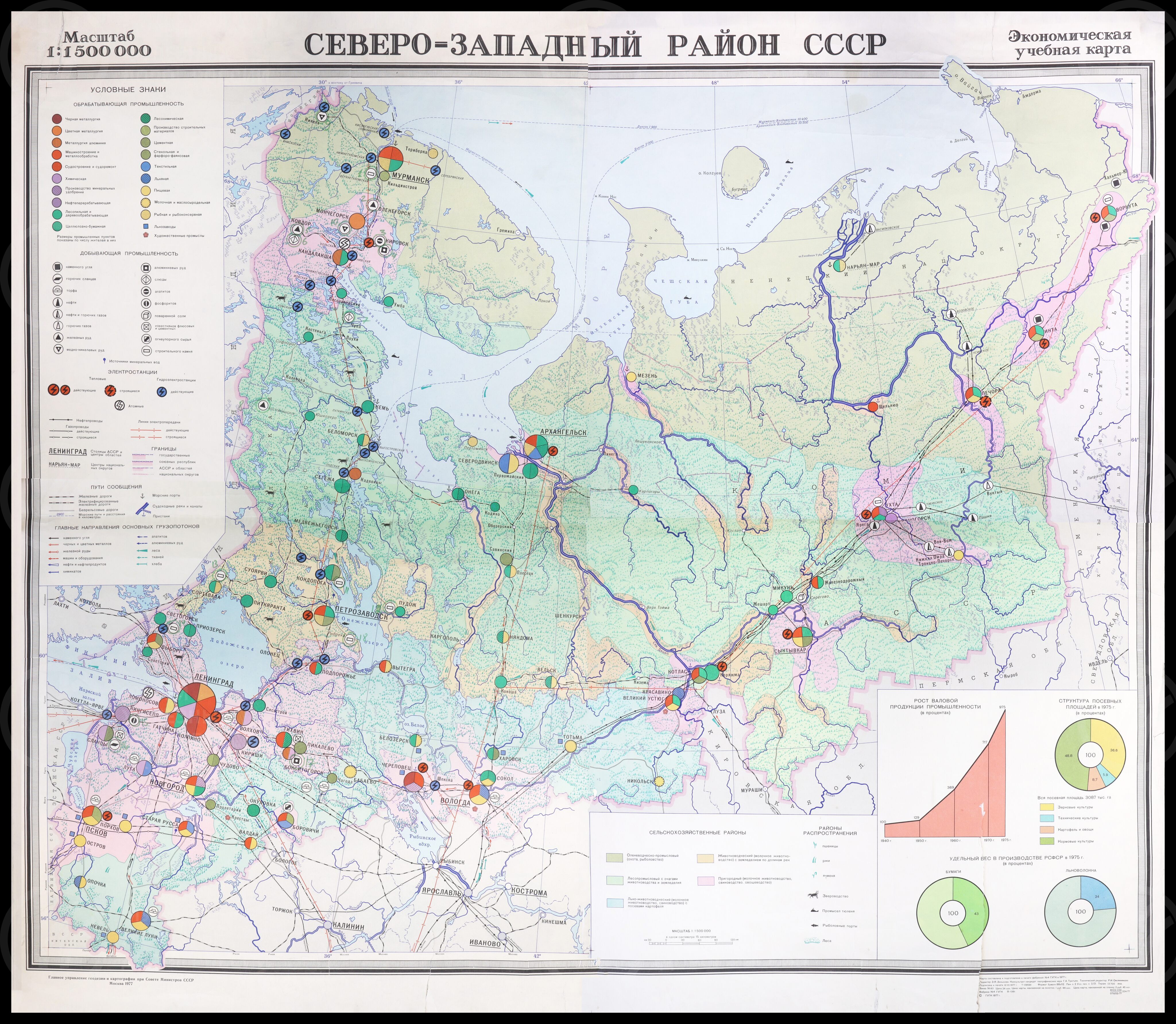 Экономическая карта. Северо-Западный район СССР. Издательство ГУГК. 1977 г., изображение 1